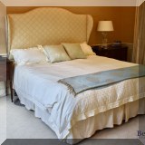 F39. King upholstered headboard and bed. 72”h 